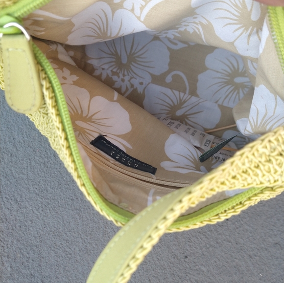 Bohemian Vintage Rayon Woven Embroidered Handbag/wallet set Liz Claiborne Green - Picture 5 of 7